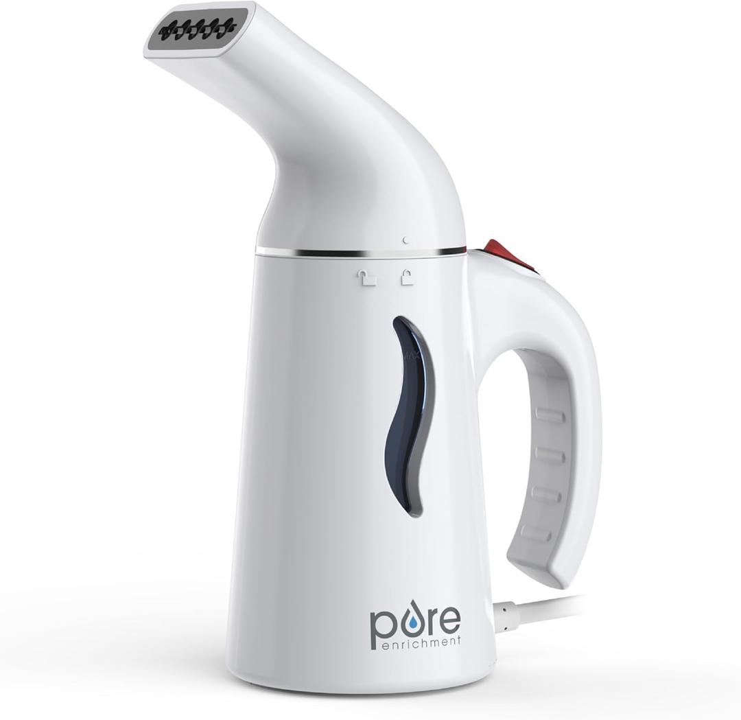 Pure Enrichment PureSteam Portable Fabric Steamer - Handheld Travel Garment Steamer Removes Wrinkles & is Safe on All Fabrics - Fast-Heating, Lightweight, Auto Safety Shut-Off, & Long Cord (White)