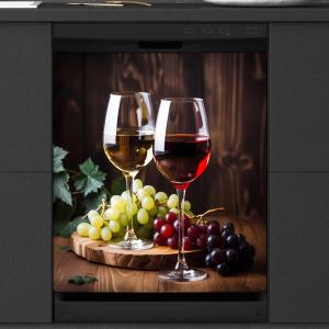 Dishwasher Magnet Cover for Front Door, Red Wine Glass Grapes Magnetic Refrigerator Panel Sticker Home Kitchen Decorative Washing Machine Panel Cover (Multi Color)