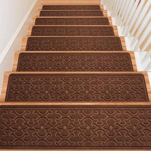 15Pcs Stair Treads for Wooden Steps Indoor with Self Adhesive, 8"x30" Non Slip Stair Runners-Peel & Stick Indoor Stair Carpet Runner, Resistant Indoor Runner for KidsElders and Pets, Brown