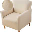 FUANGUI Banquet Armchair Slipcover Chair Covers with Arms Stretch Club Chair Slipcover Soft Armchair Sofa Covers Anti-Slip Furniture Protector for Dogs Pets Home Living Room Decor (1PCS, Twill Check Beige)