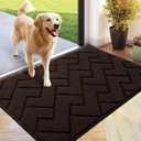 hicorfe Front Door Mat Outside Entrance,24"x35" Absorbent Muddy Dirt Resist Welcome Door Mats Outdoor Indoor,Stain and Fade Resistant,Non Slip Backing Entry Mat Doormat for Entryway (Coffee)