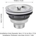 Drain Plug Stainless Steel Sink Plug, Hair Salon Shampoo Basin Drain Plug, Sink Plug with Hair Catcher Accessories for Shampoo Bed
