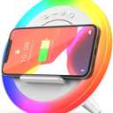 Bluetooth Speaker Night Lights, Wireless Charging Kids Speaker, Color Changing Modern Bluetooth Lamp,Teenage Boys Girls Gifts Ideas (15W Wireless Charging with Battery)