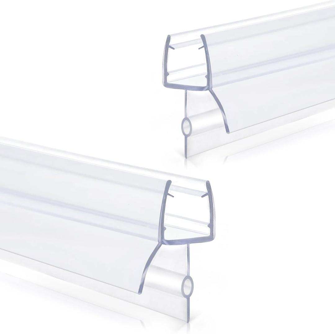 Shower Door Bottom Seal Strips 2PCS, 36 Inch Long Ultra Clear Vinyl Seal Strips with Sweep for 1/4"(6mm) Thick Frameless Glass Door, to Stop Water Leak Shower Door Bottom Seal Strips 2PCS, 36 Inch Long Ultra Clear Vinyl Seal Strips with Sweep for 1/4"(6mm) Thick Frameless Glass Door, to Stop Water Leak