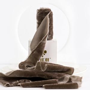 MEEDEE Brown Velvet Ribbon 3 Inch Brown Fringe Ribbons Raw Edge Silk Velvet Ribbon for Wreaths, Flower Bouquet, Photography, Dress Sash, Baby Shower, Wedding Decor (3 Yards)