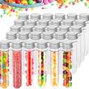30 Pack 45 ML Bottles Plastic Test Tubes with Caps, Clear Bath Salt Tubes, Gumball Candy Container, Candy Storage Vials for Party Favors Science Experiment Home Décor(25x140mm)