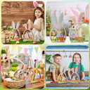 Yousoontic 2 Pcs Easter Decorations for the Home Easter Wooden Table Decorations Farmhouse Rustic Wood Bunny with Egg Easter Tiered Tray for Spring Indoor Home Party Tabletop Decoration Gifts