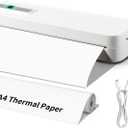 Travel Thermal Wireless Portable Printer, Bluetooth & USB Inkless Printing Inkless Printer Support A4/A5 Thermal Paper, Compatible with Android & iOS Phone/Laptop White