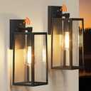 PARTPHONER Dusk to Dawn Outdoor Light Fixtures Wall Mount, Sensor Porch Lights, Anti-Rust Exterior Wall Sconce Lighting Lamp, Waterproof Wall Lantern for Doorway, Garage, 2-Pack (13.78 in, Black)