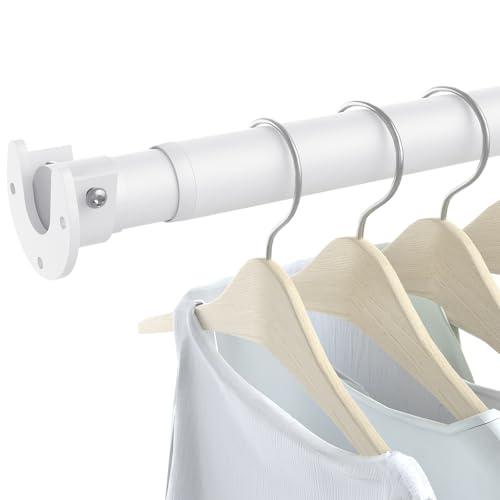 Closet Rods for Hanging Clothes, 17 to 39 Inch Heavy Duty Stepless Adjustable Closet Hanging Rod, 1.3 Inch Diameter Metal Closet Rod for Wardrobes Laundry Bedroom RV, White