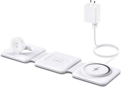 Charging Station for Apple Multiple Devices: 3 in 1 Foldable Magnetic Wireless.