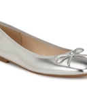 SM New York Women's Comfortable Round Toe Ballet Flats Dress Shoes, Silver, Size 9
