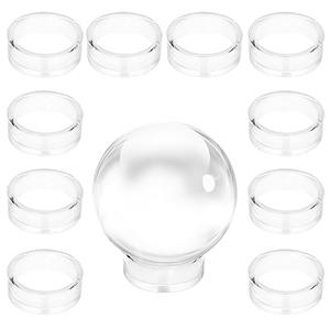 JUXYES Pack of 12 Clear Sphere Display Stand, Clear Sphere Holder Small Plastic Display Stands Round Display Easel Stands for Decorative Eggs, Crystal Balls, Marbles, Ball, Spheres, Collections