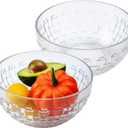 Woven Glass Soup Bowls Set of 2. Decoration Glass Mixing Bowl. 8 inch Large Salad Bowls. 44 oz. Suitable for Fruit, Dessert, Candy, Snack & More. (Clear)