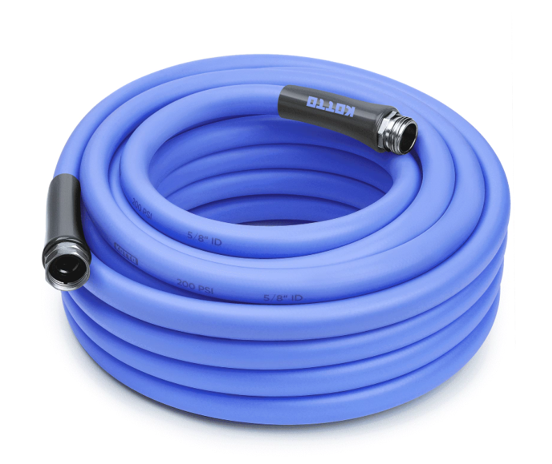 Kotto 100ft Heavy Duty Garden Hose, 5/8" All-Weather Water Hose with Crush-Resistant Brass Fittings, 600 PSI Burst Proof, Kink & Leak Resistant, Blue
