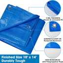 Double-Sided Waterproof Poly Tarp 10x14 Feet 5mil Thick Polyethylene Tarps, Perfect for Outdoor Use, Plastic Cover & Mat for Tent Camping Storage Boat Bikes Vehicles