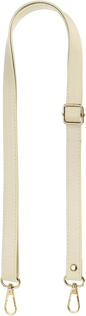 Leather Purse Strap Replacement PU Crossbody Adjustable Long Strap with Silver Swivel Clasps (26-51 Inch, Beige Gold)