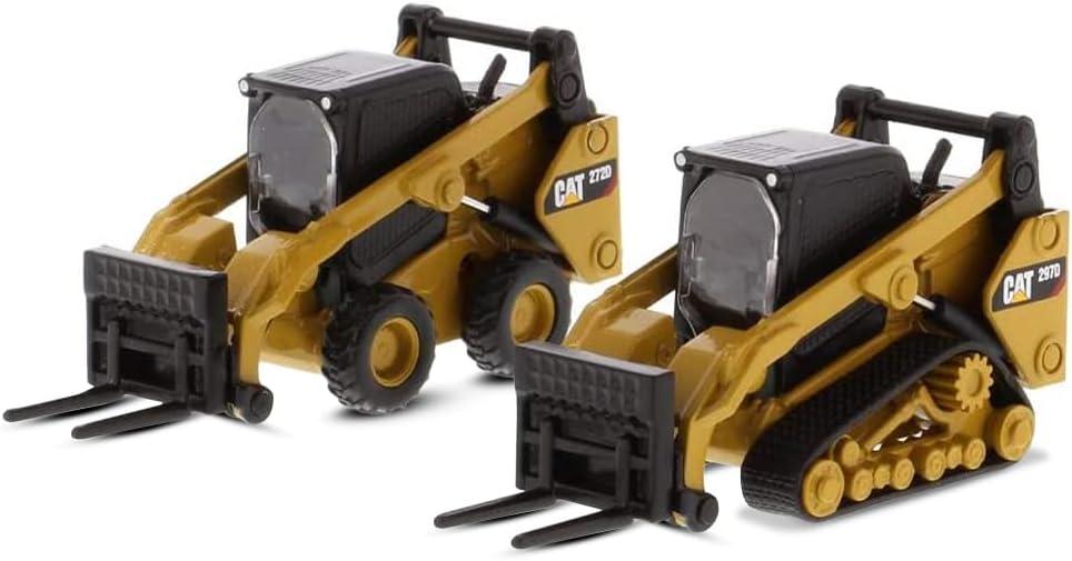Diecast Masters 1/64 Caterpillar 272D2 Skid Steer Loader and Caterpillar 297D2 Compact Track Loader Set of 2