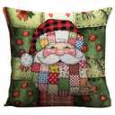 WLWLGLUCK Cozy Patchwork Santa Cotton Linen Pillowcase, Double - Sided Printed 18 * 18 Inch Throw Pillow Cover with Zipper Closure, Fade & Fuzz Resistant for Christmas Decor, Sofa, Bedroom, Car