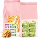 50 Pack Bakery Bags with Window - Reusable Cookie Bags With Seal Can Stand Upright Cookie Packaging Bag With Tin Tie Tab Lock Kraft Paper Bread Bags For Pastry,Donuts,Popcorns,Snacks, Small