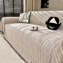 Chenille Couch Cover for Sofa Cover Washable Pet Scratch Couch Covers Tassel Sofa Slipcover for 3 Cushion Couch,Furniture Protector Blanket for Living Room,Camel Brown 71"x134"
