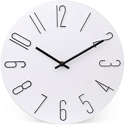 jomparis Wall Clock Silent Non-Ticking Modern Style Wooden Wall Clocks Decorative for Office Home Bedroom School (12 Inch White)