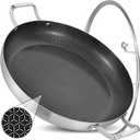 Inqibee 14 Inch Hybrid Nonstick Stainless Steel Paella Pan with Lid