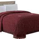 Beatrice Home Fashions Medallion Chenille Bedspread, King, Burgundy