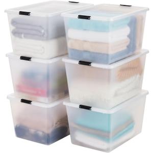 IRIS USA 6-Pack High-Capacity Clip Box with Latching Lids, 55 Quart Storage Bins, Supply Containers for Home, Office & Classroom Organization
