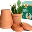 vensovo 6 Inch Terracotta & Clay Pots for Plant with Saucer - 4 Pack Medium Terra Cotta Planter with Drainage Hole, Flowerpot for Indoor Outdoor Plants, Crafts, Wedding Favor (Brown)