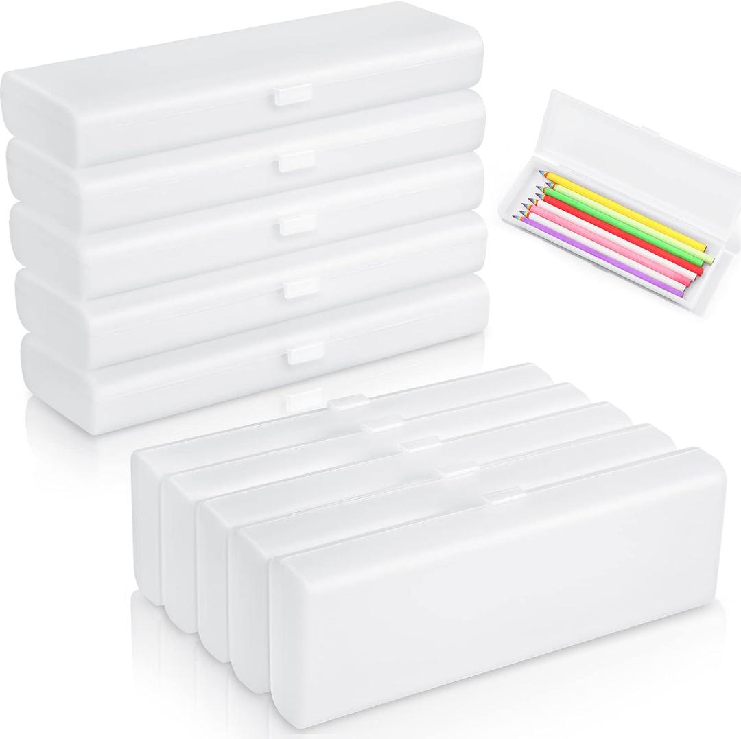Yexiya 30 Pack Pencil Box Clear Plastic Pencil Case Bulk 7.9 x 2.8 x 1 Inches Pen Storage with Hinged Lid Stackable for Pens Crayons School Office Supplies Organization