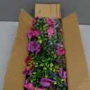 Dolicer 2 Packs Look Real Artificial Flowers for Outdoors, Fake Artificial Hanging Flowers for Outdoors Realistic UV Resistant Hanging Flowers Silk Petunia Faux Flowers for Porch Patio(Purple+Fuchsia)