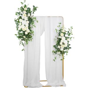 Arch Flower Kit of 2 - Artificial Floral Swag for Wedding Welcome Sign, Reception Ceremony Signs, Chair Decor (White) (White) Arch Flower Kit of 2 - Artificial Floral Swag for Wedding Welcome Sign, Reception Ceremony Signs, Chair Decor (White) (White)