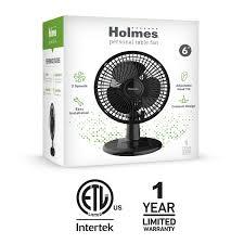 Holmes 6” Personal Table Fan – 2 Speeds, Compact, 15° Head Tilt, Wide-Angle Oscillation, Black