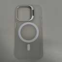 Magnetic Case for iPhone 15 Pro with Kickstand, Compatible with Magsafe, Built-in Camera Stash Stand, Military Protection, Skin Feeling Phone Case for iPhone 15 Pro 6.1inch, Frosted White