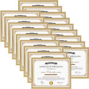 Hoikwo 18 Packs 8.5x11 Gold Multi Plastic Picture Frames Set with Plastic Cover, Certificate Frames for Document Diploma Award, Light Weight Bulk 8.5 by 11 Frames Pack for Wall Hanging and Table