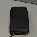 Womens Wallet RFID Blocking Genuine Leather Zip Around Wallet Clutch Wristlet Travel Long Purse for Women (Black)