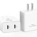USB C Wall Fast Charger Block,35W 2-Port Type C Charger Fast Charging Block PD Power Charger Adapter+QC 3.0 USB Multiport Charger Brick for Apple iPhone 17/16/15/14/13 Pro Max,iPad,Galaxy S25/24-2Pack