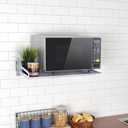 MaxxCloud Electric Oven Holders, Microwave Oven Rack Kitchen Shelf, Black Storage Racks Wall Shelf, Kitchen Organizer Aeronautical Aluminum, Weight Bearing 80 lb (23.6'' x 15.5'', Silver)