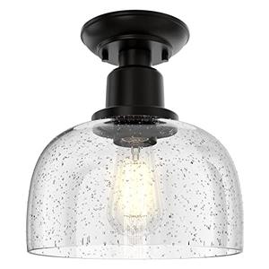 EAPUDUN Semi Flush Mount Ceiling Light, Modern Light Fixture with Seeded Bubble Glass Shade, Oil Rubbed Bronze Finish for Hallway Corridor Kitchen Bathroom Bedroom Passway, FMA1123-ORB
