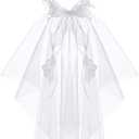 Girls First Communion Veil White Flower Crown Floral Pearls Wreath Lace Veil