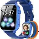 MOKAST 4G Kids Smart Watch for Boys Girls, Kid Watch Phone Ages 4-12 with Call, GPS, SOS, Video Call, Games, Camera, Alarm, Touchscreen Smartwatch for Children Birthday Gift (Includes SIM Card), Blue