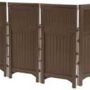 Suncast 4 Freestanding Wicker Resin Reversible Panel Outdoor Screen Enclosure, Brown, 23"
