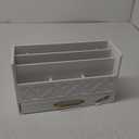 Wooden Desk Organizer,Desktop Organizer File Sorter for Office Supplies, Mail Organizer with Drawer,Desk Accessories & Workspace Organizers for Women White