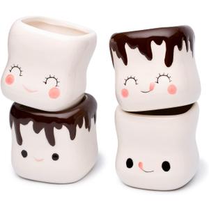 Cute Marshmallow Shaped Mugs Ceramic Hot Chocolate Cup Hot Chocolate Mugs Milk Cocoa Christmas Funny Coffee Mug Mothers Day Gift 6oz