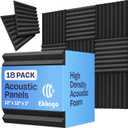 18-Pack Sound Proof Foam Panels for Walls 12X12X1 Acoustic Panels Wedge Style Sound Panels for Studio and Home Noise Reduction