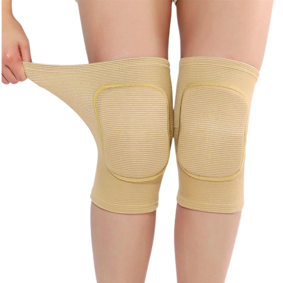 Men Women Protective Knee Pads, Anti-Slip Padded Sponge Knee Brace Knee Support for Football Volleyball Dance Skating Basketball Sports (Medium,Nude)