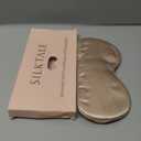 100% Mulberry Silk Eye Mask for Sleeping with Silk Wrapped Adjustable Strap,Beige