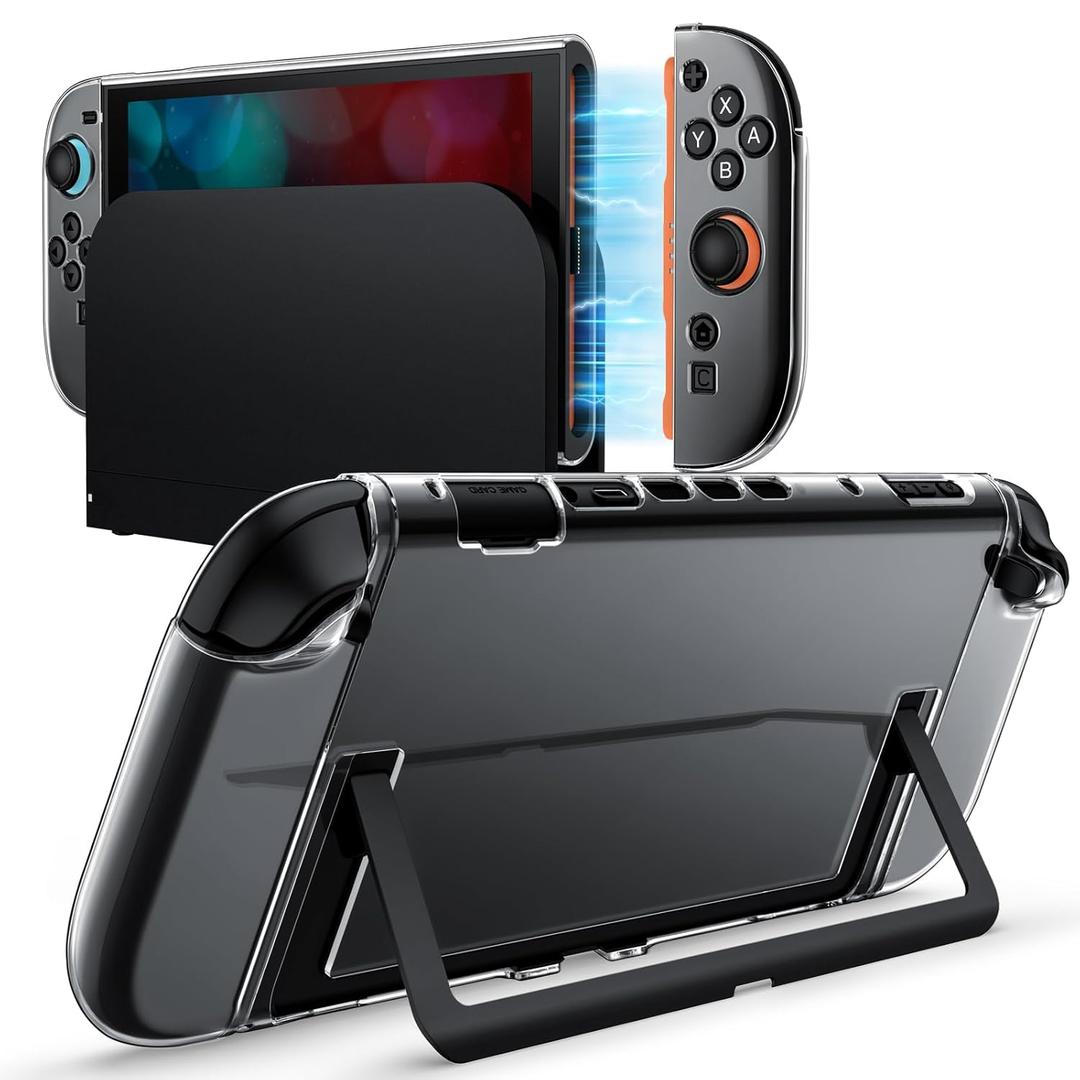 JETech Clear Dockable Case for Nintendo Switch 2 (2025) 7.9 Inch, Soft TPU Grip Cover for Joy-Con Detachable, Slim Carrying Protective PC Back Shell, Anti-Scratch