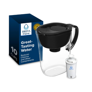 Brita Large Water Filter Pitcher for Tap and Drinking Water with SmartLight Change Indicator, Includes 1 Standard Filter, BPA-Free, Lasts 2 Months, 10-Cup Capacity, Black